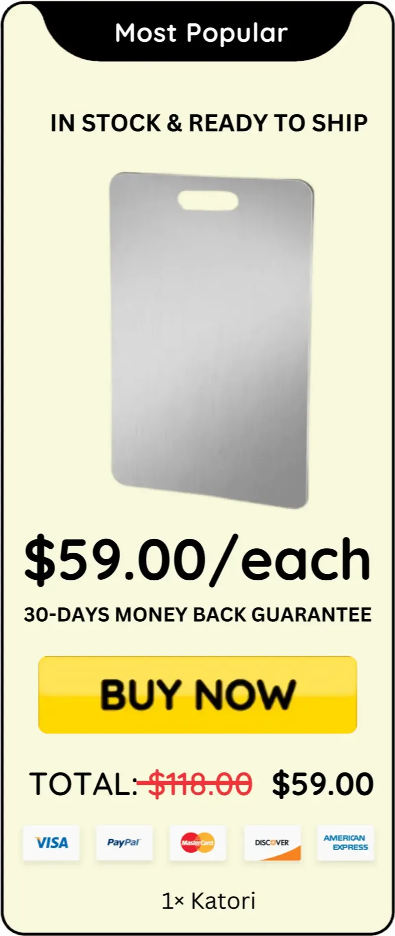 Katori Titanium Cutting Board package price
